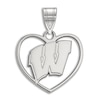 Thumbnail Image 1 of University of Wisconsin Heart Necklace Charm Sterling Silver