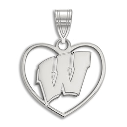 University of Wisconsin Heart Necklace Charm Sterling Silver