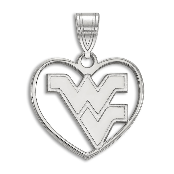 West Virginia University Heart Necklace Charm Sterling Silver