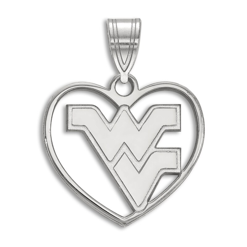Main Image 1 of West Virginia University Heart Necklace Charm Sterling Silver
