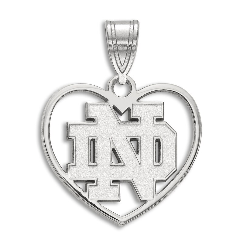 Main Image 1 of University of Notre Dame Heart Necklace Charm Sterling Silver