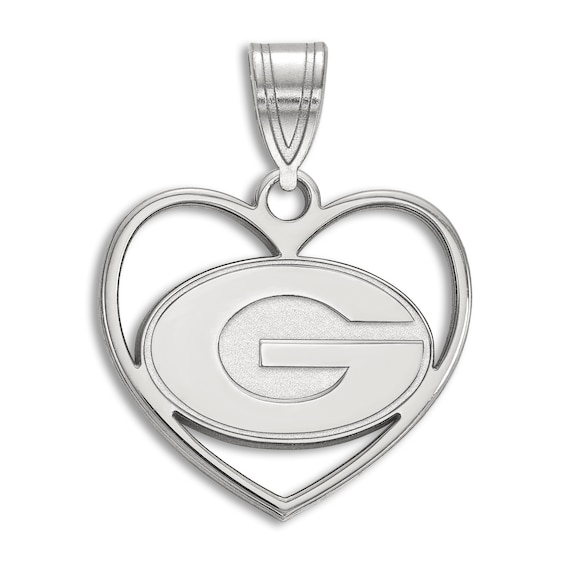 University of Georgia Heart Necklace Charm Sterling Silver