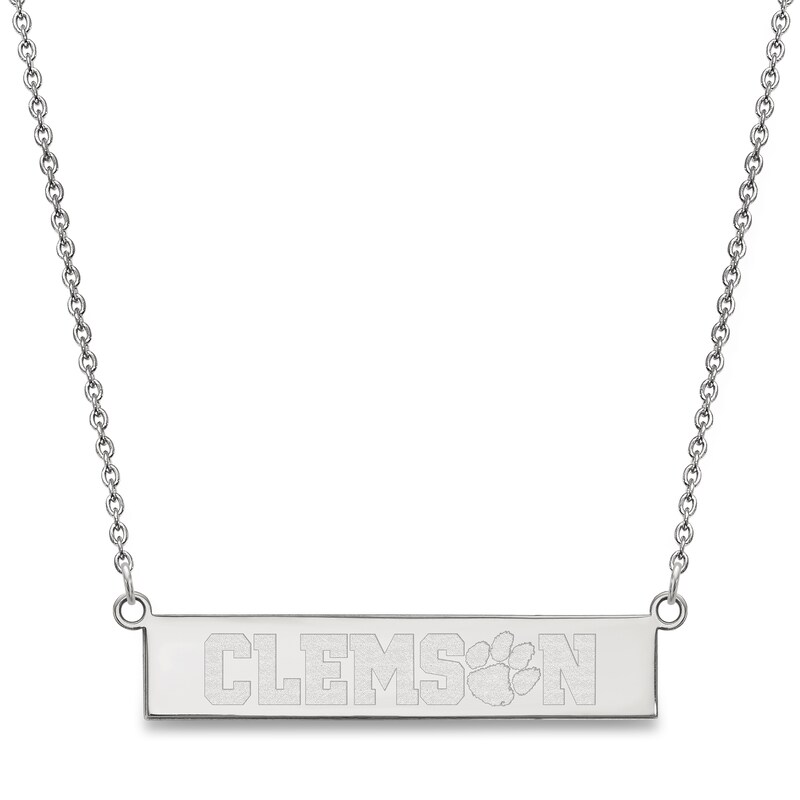Main Image 1 of Clemson University Small Bar Necklace Sterling Silver 18"