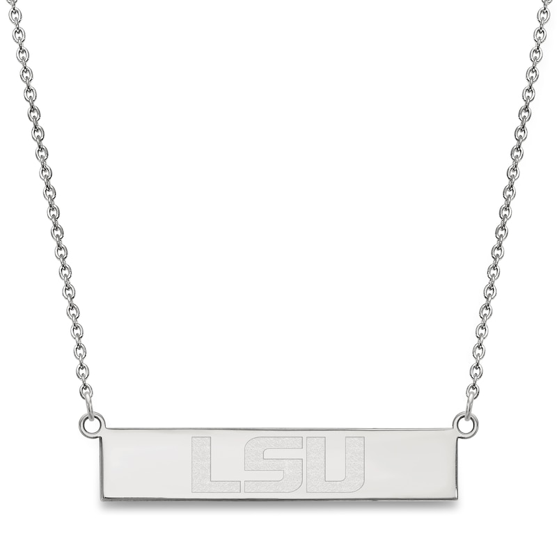 Louisiana State University Small Bar Necklace Sterling Silver 18