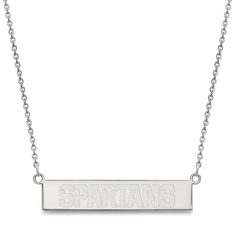 Main Image 1 of Michigan State University Small Bar Necklace Sterling Silver 18"