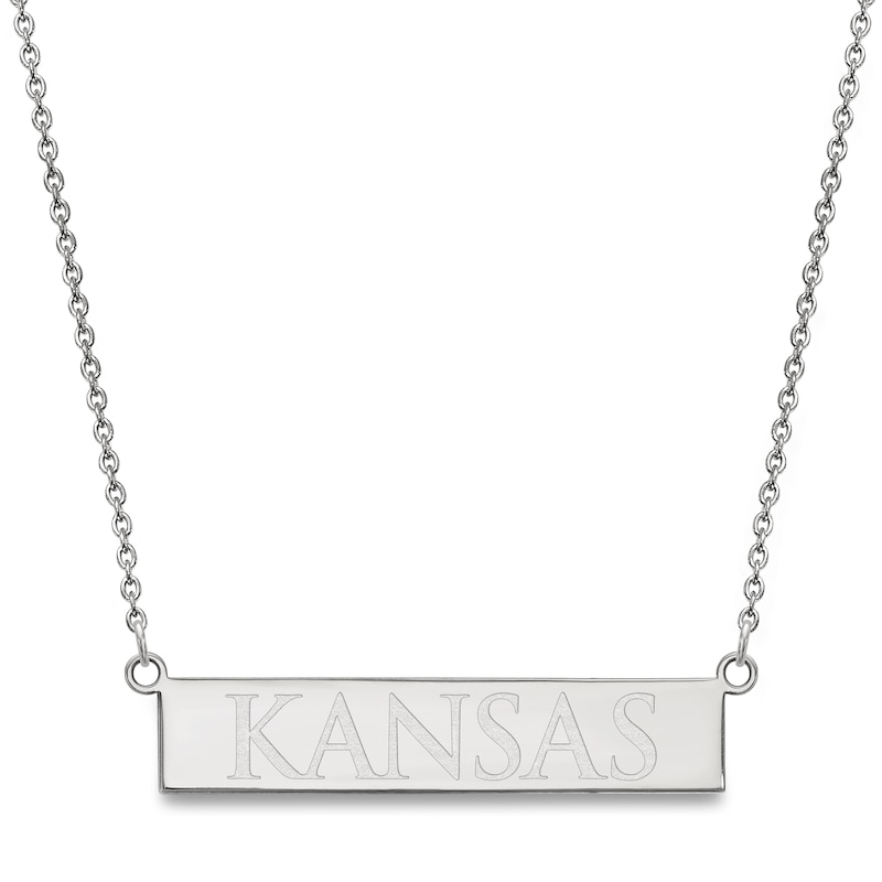Main Image 1 of University of Kansas University Small Bar Necklace Sterling Silver 18"
