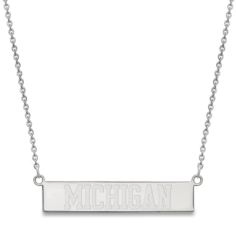Main Image 1 of University of Michigan Small Bar Necklace Sterling Silver 18"