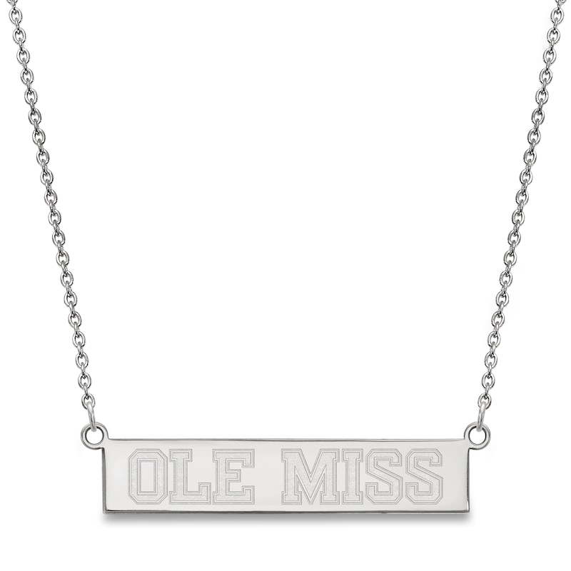 Main Image 1 of University of Mississippi Small Bar Necklace Sterling Silver 18"