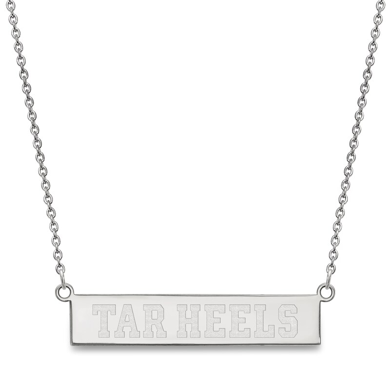 Main Image 1 of University of North Carolina Small Bar Necklace Sterling Silver 18"