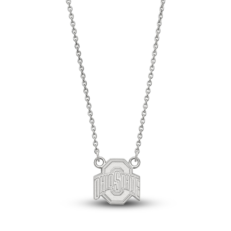 Main Image 1 of Ohio State University Small Pendant Necklace Sterling Silver 18"