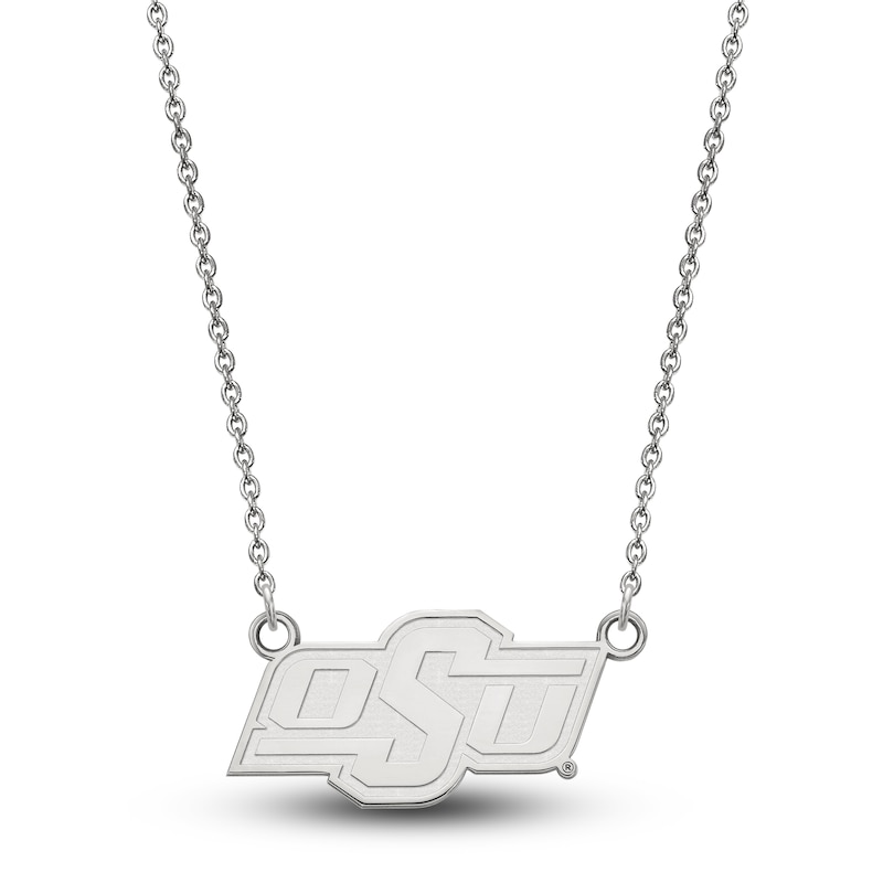 Main Image 2 of Oklahoma State University Small Pendant Necklace Sterling Silver 18"