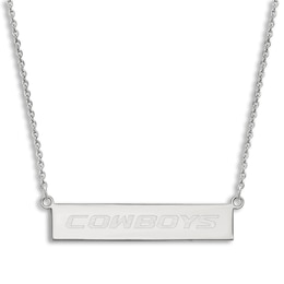 Oklahoma State University Small Bar Necklace Sterling Silver 18"