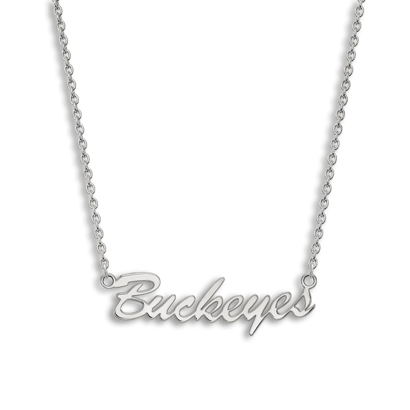 Main Image 1 of Ohio State University Large Pendant Necklace Sterling Silver 18"