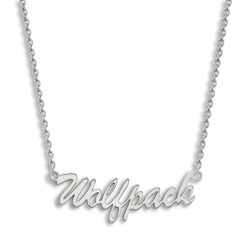 Main Image 1 of North Carolina State University Large Pendant Necklace Sterling Silver 18"