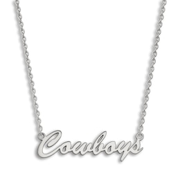 Oklahoma State University Large Pendant Necklace Sterling Silver 18"