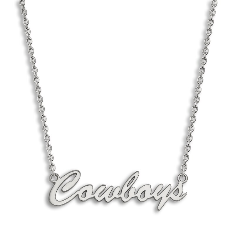 Main Image 1 of Oklahoma State University Large Pendant Necklace Sterling Silver 18"