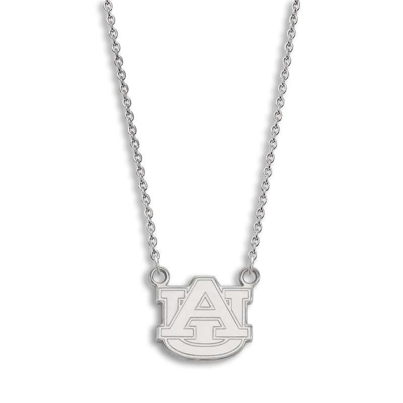 Main Image 1 of Auburn University Large Pendant Necklace Sterling Silver 18"