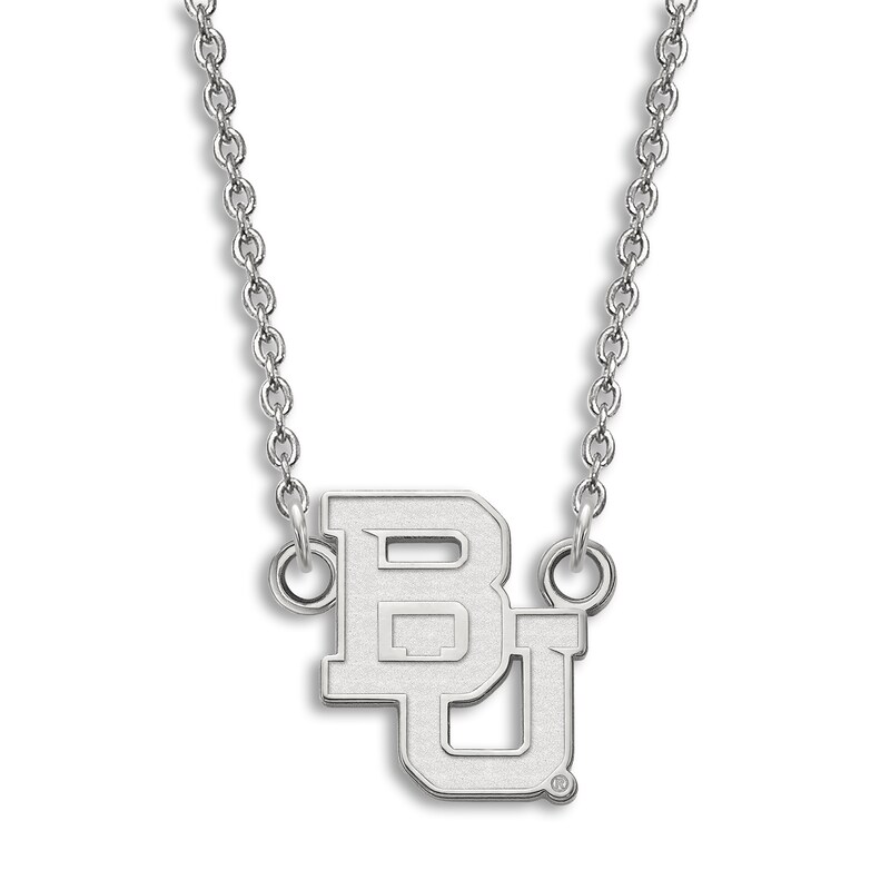 Main Image 1 of Baylor University Large Pendant Necklace Sterling Silver 18"