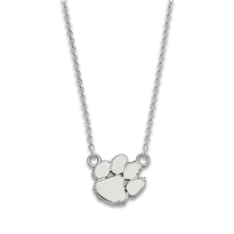 Clemson University Small Pendant Necklace Sterling Silver 18"