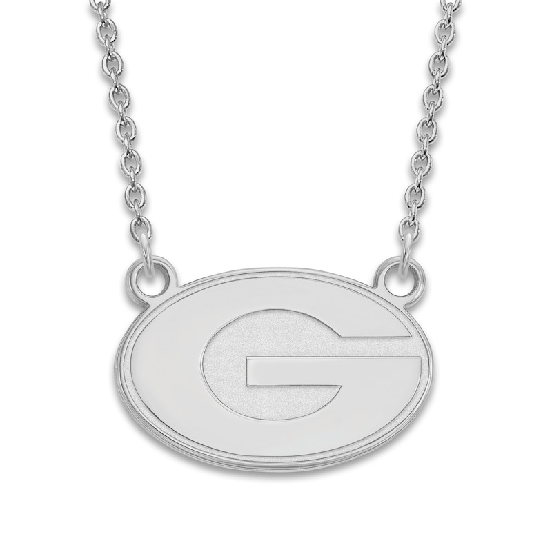 Main Image 1 of University of Georgia Small Pendant Necklace Sterling Silver 18"