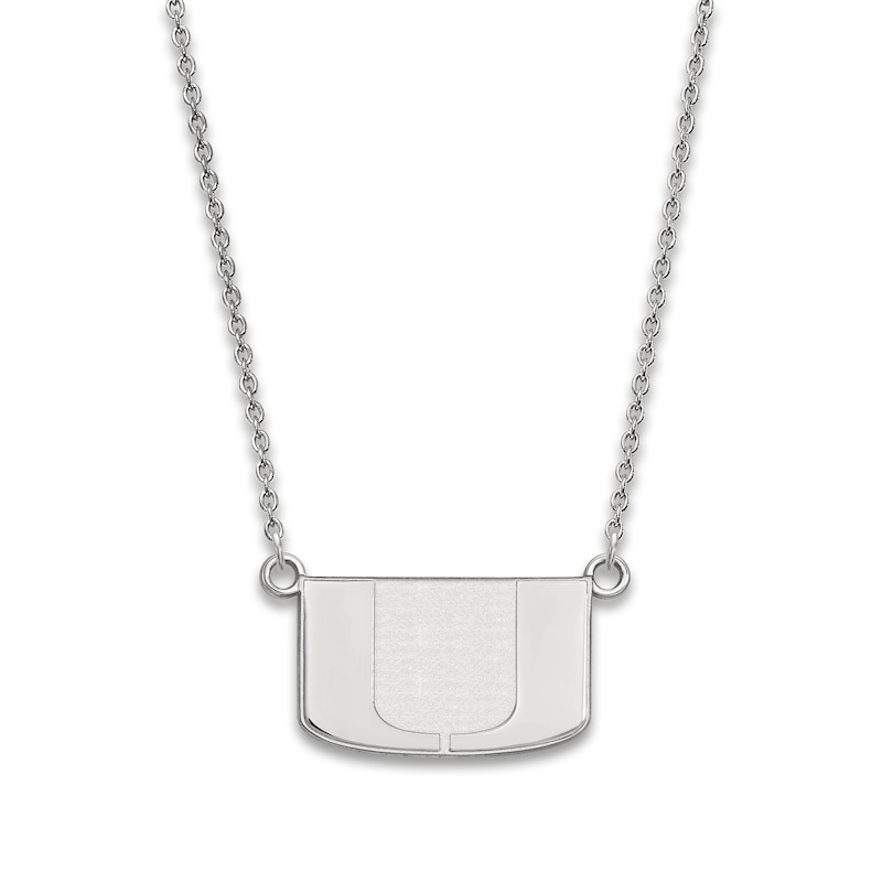 Main Image 1 of University of Miami Small Pendant Necklace Sterling Silver 18"