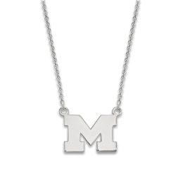 University of Michigan Small Pendant Necklace Sterling Silver 18"