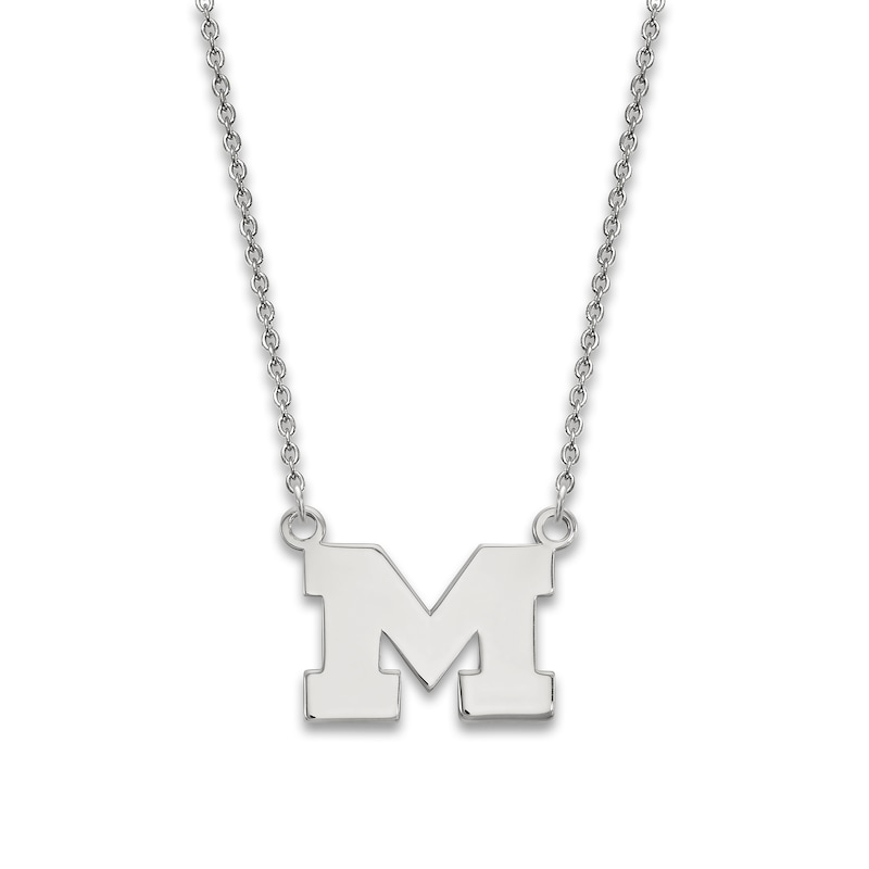 Main Image 1 of University of Michigan Small Pendant Necklace Sterling Silver 18"