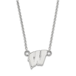 University of Wisconsin Small Pendant Necklace Sterling Silver 18"