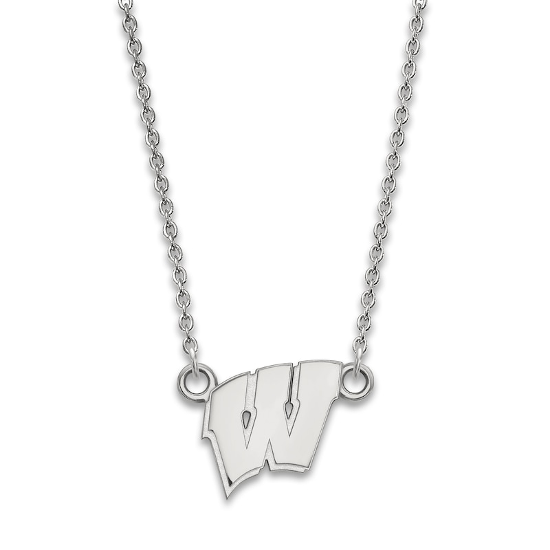 Main Image 1 of University of Wisconsin Small Pendant Necklace Sterling Silver 18"
