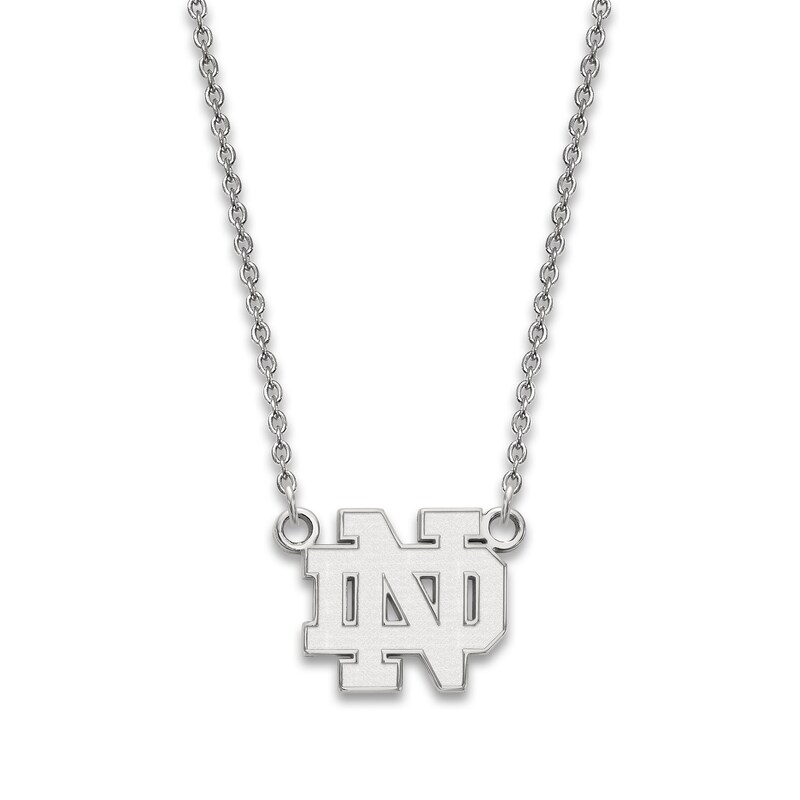 Main Image 1 of Notre Dame University Small Pendant Necklace Sterling Silver 18"