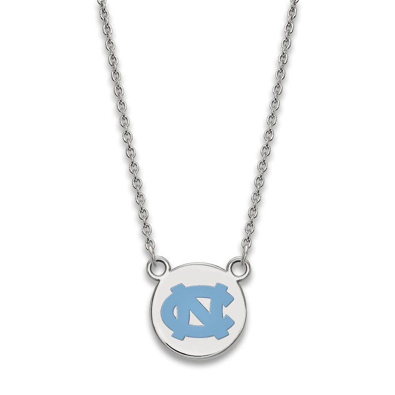 Main Image 1 of University of North Carolina Small Enamel Pendant Necklace Sterling Silver 18"