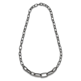Hollow Chain Link Necklace 10K White Gold 22 Length