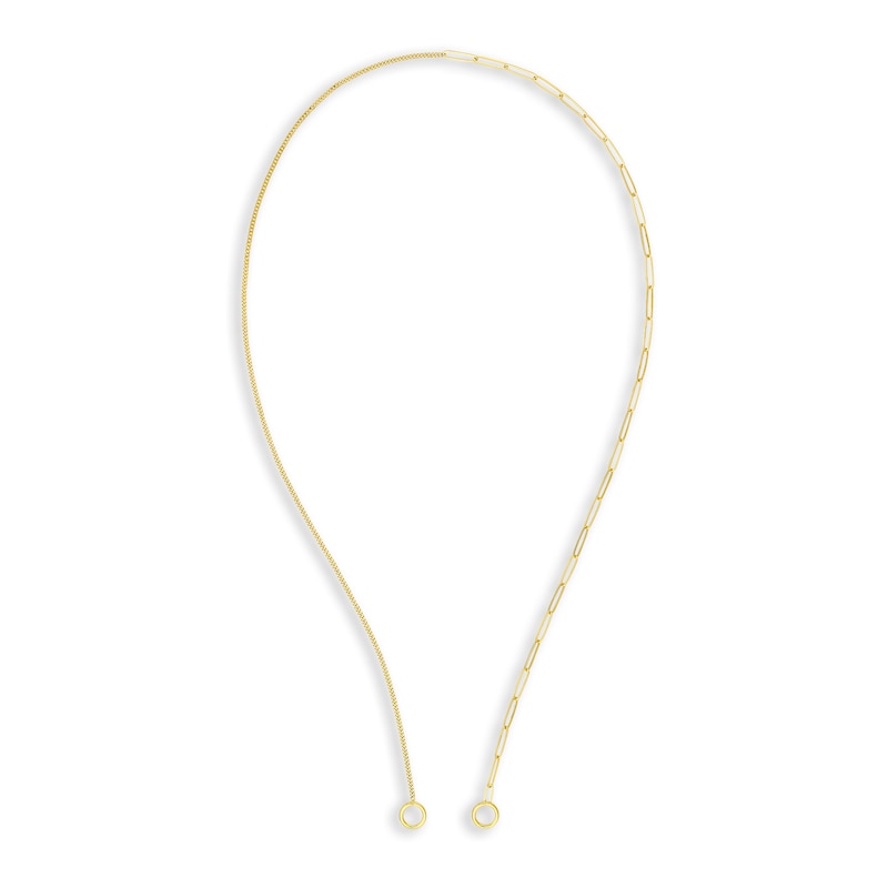 Main Image 1 of Solid Paperclip/Curb Split Chain Necklace 14K Yellow Gold 20" 2.6mm