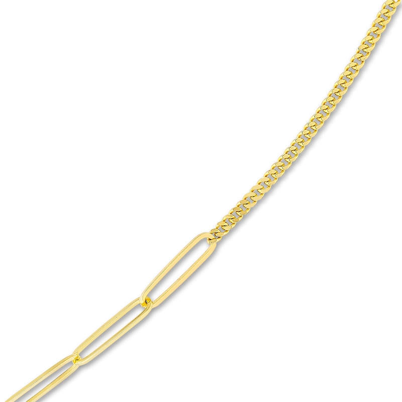 Main Image 2 of Solid Paperclip/Curb Split Chain Necklace 14K Yellow Gold 20" 2.6mm
