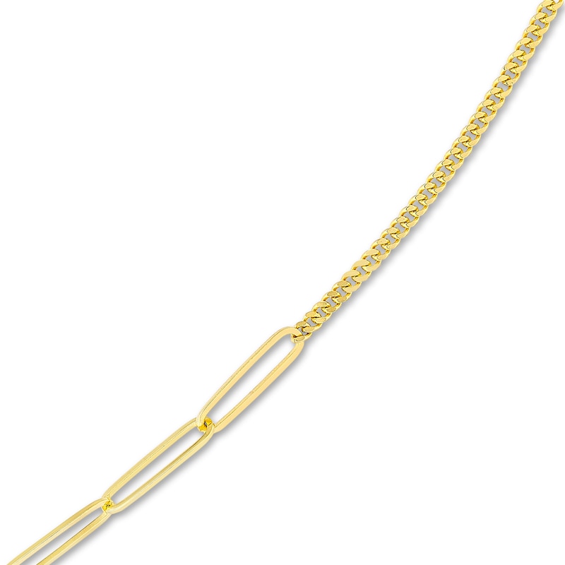 Hollow Paperclip Necklace 14K Yellow Gold 20