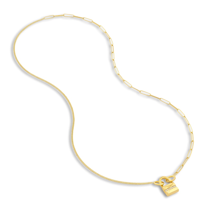 Main Image 4 of Solid Paperclip/Curb Split Chain Necklace 14K Yellow Gold 20" 2.6mm
