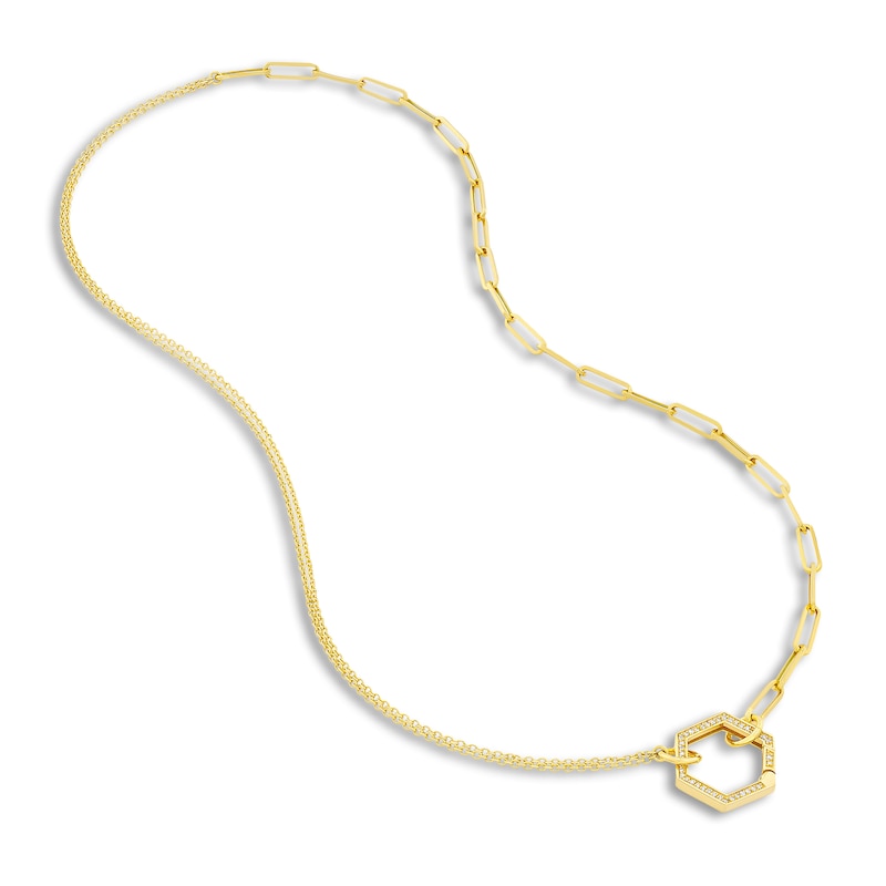 Main Image 4 of Semi-Solid Paperclip/Curb Split Chain Necklace 14K Yellow Gold 20" 1.5mm