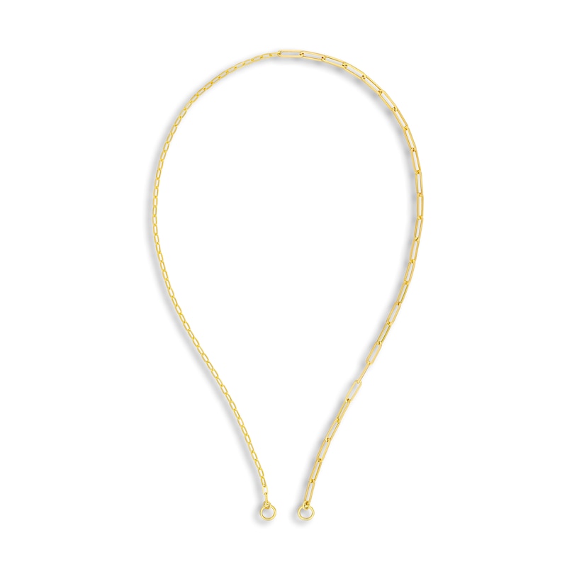 Main Image 1 of Semi-Solid Paperclip Split Chain Necklace 14K Yellow Gold 20" 3.8mm