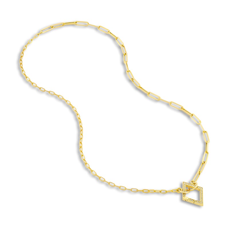 Main Image 4 of Semi-Solid Paperclip Split Chain Necklace 14K Yellow Gold 20" 3.8mm