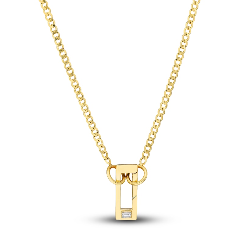 Main Image 4 of Open Solid Curb Split Chain Necklace 14K Yellow Gold 18" 2.7mm