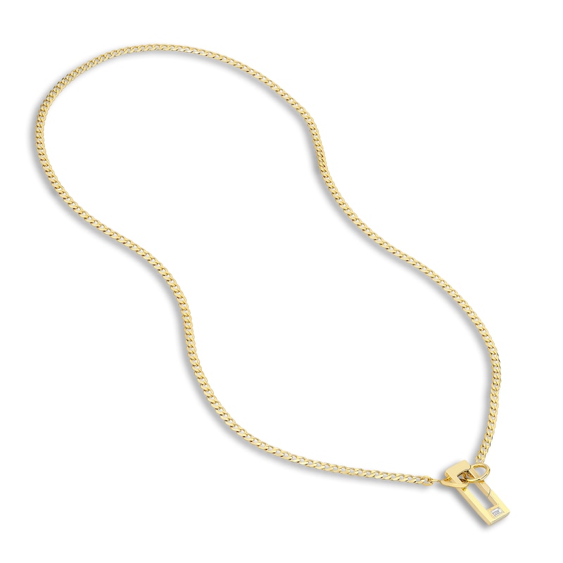 Main Image 5 of Open Solid Curb Split Chain Necklace 14K Yellow Gold 18" 2.7mm