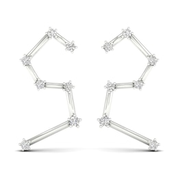 Diamond Leo Constellation Earrings 1/8 ct tw Round 14K White Gold