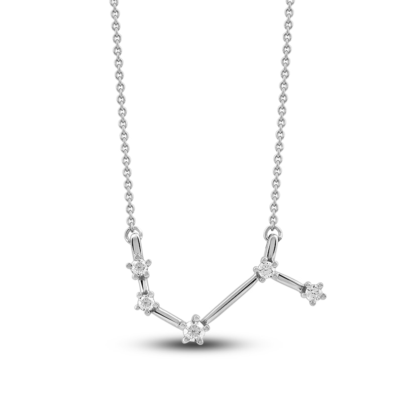 Main Image 1 of Diamond Aries Constellation Necklace 1/6 ct tw Round 14K White Gold