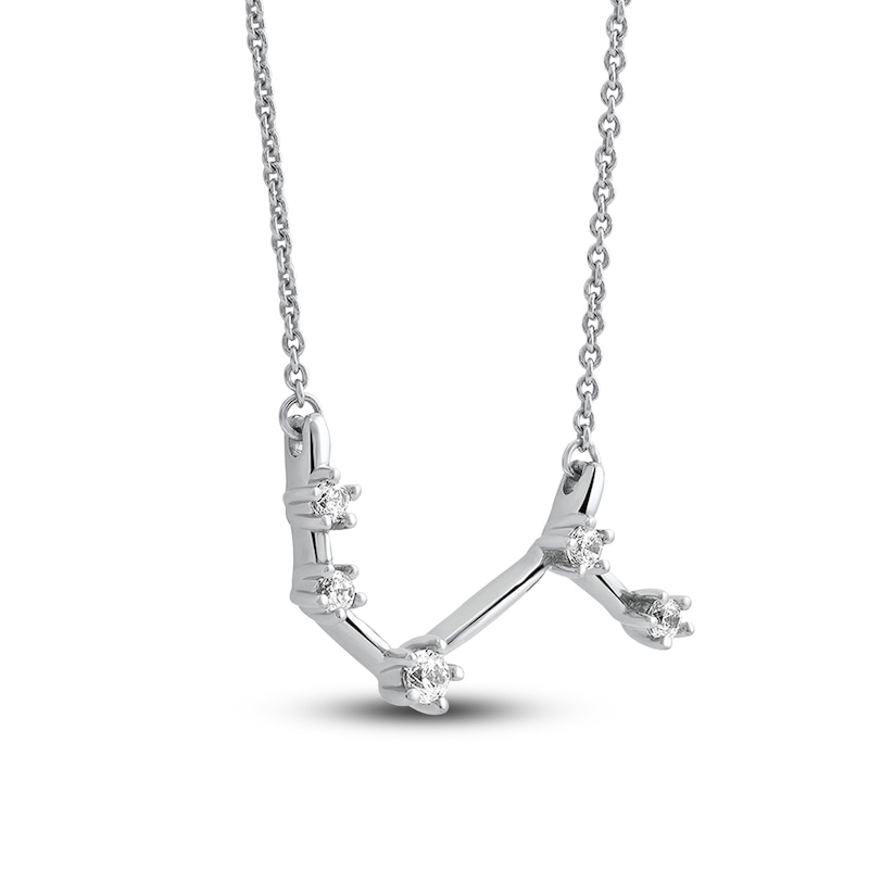 Main Image 2 of Diamond Aries Constellation Necklace 1/6 ct tw Round 14K White Gold