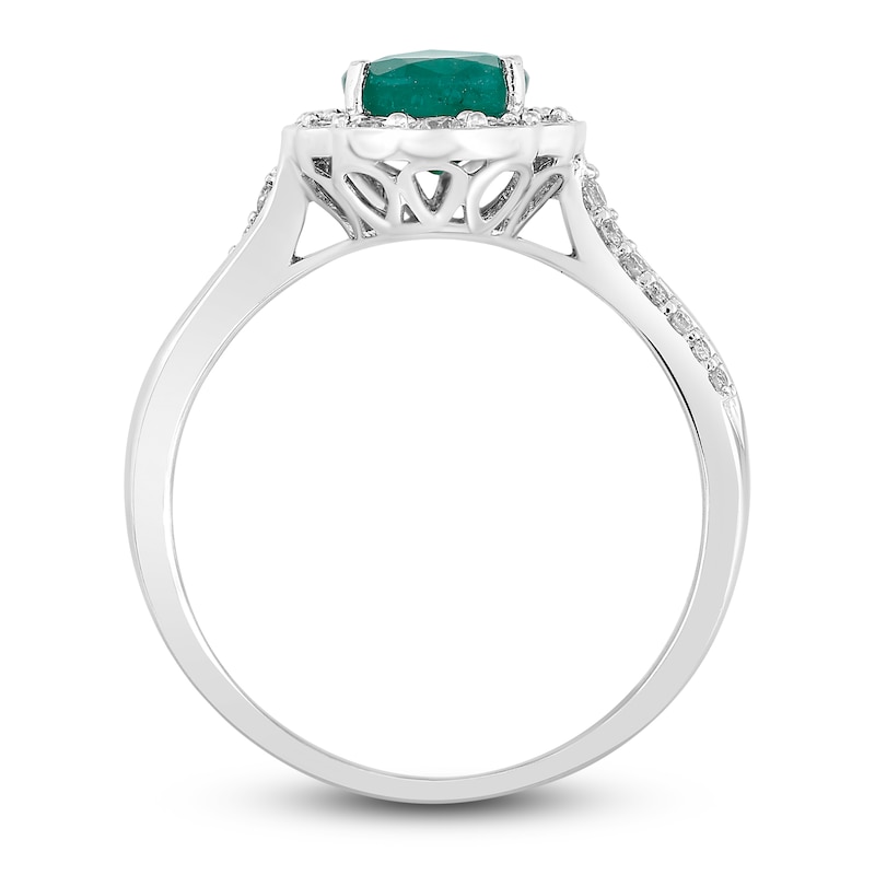 Natural Emerald Engagement Ring 1/3 ct tw 14K White Gold