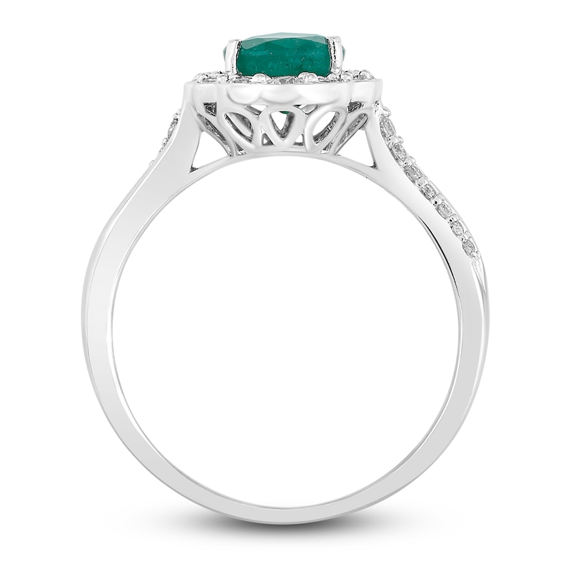 Main Image 3 of Natural Emerald Engagement Ring 1/3 ct tw 14K White Gold
