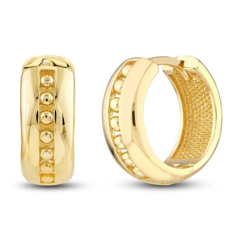 Beaded Hoop Earrings 14K Yellow Gold