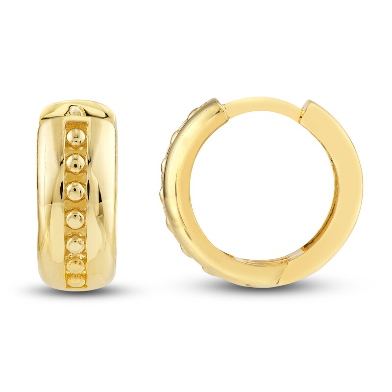 Beaded Hoop Earrings 14K Yellow Gold