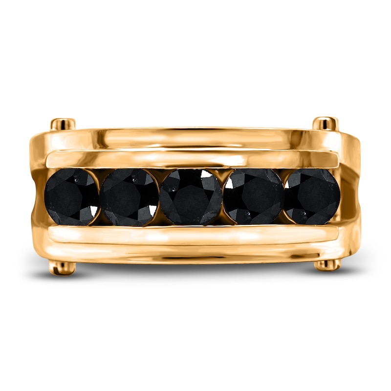 Main Image 3 of Men's Black Diamond Anniversary Ring 1-1/4 ct tw Round 14K Yellow Gold