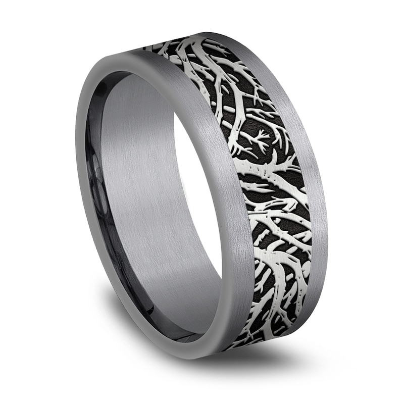 Main Image 2 of Men's Forest Motif Wedding Band Tantalum/Titanium